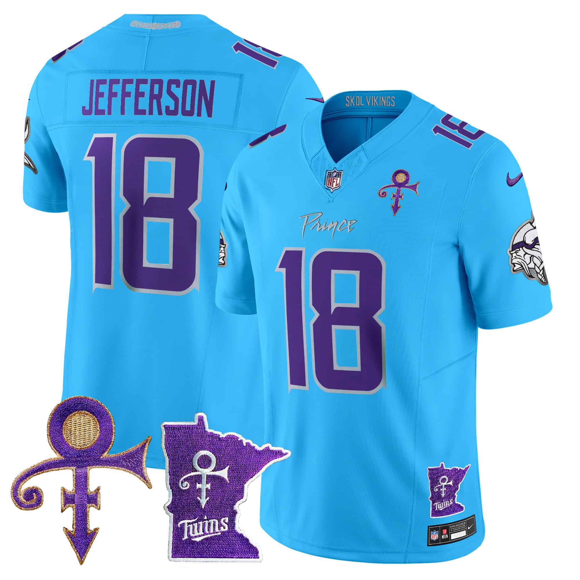 Men Minnesota Vikings #18 Jefferson Light Blue 2024 Nike Prince Vapor Limited NFL Jersey->indianapolis colts->NFL Jersey